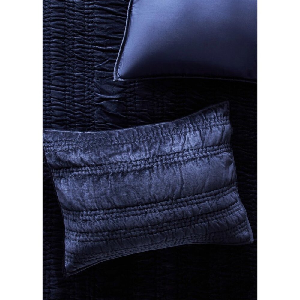 Anthropologie Lustered Velvet Alastair Collection Pair of Standard Shams In Navy